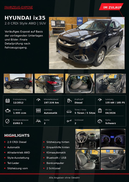 Hyundai iX35 2.0 CRDi Style AWD Automatik 2x StzHzg PDC