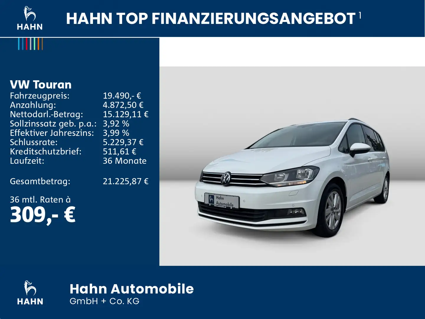 Volkswagen Touran 2.0TDI Comfortline Navi AHK Pano ACC CAM Blanc - 2