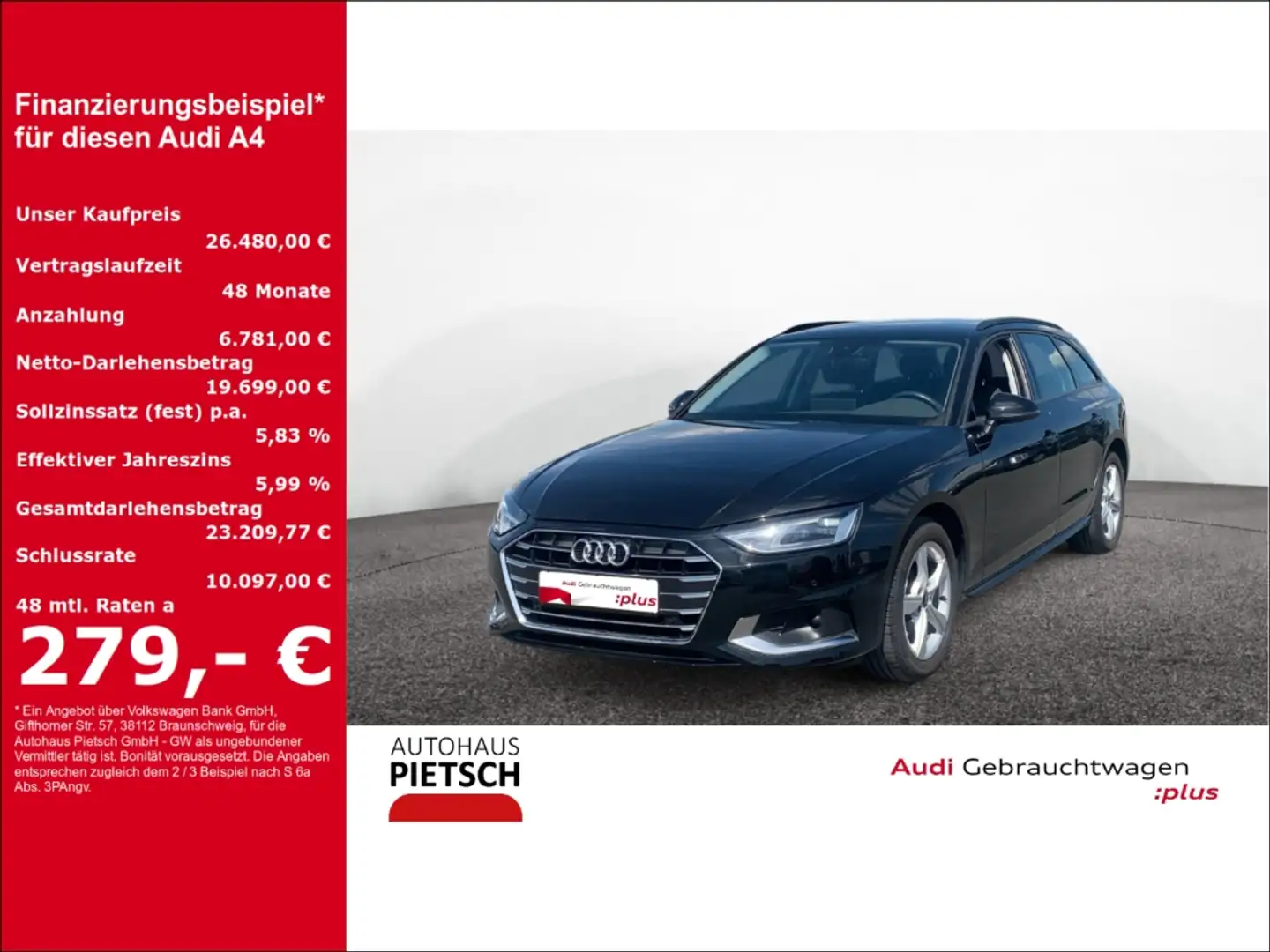 Audi A4 Avant 35 TDI advanced ACC Navi AHK Totwinkel Schwarz - 1