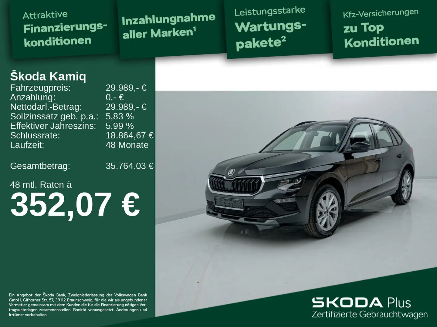 Skoda Kamiq Tour 1,0 TSI  AHK*LED*ACC*PDC*DAB Noir - 1