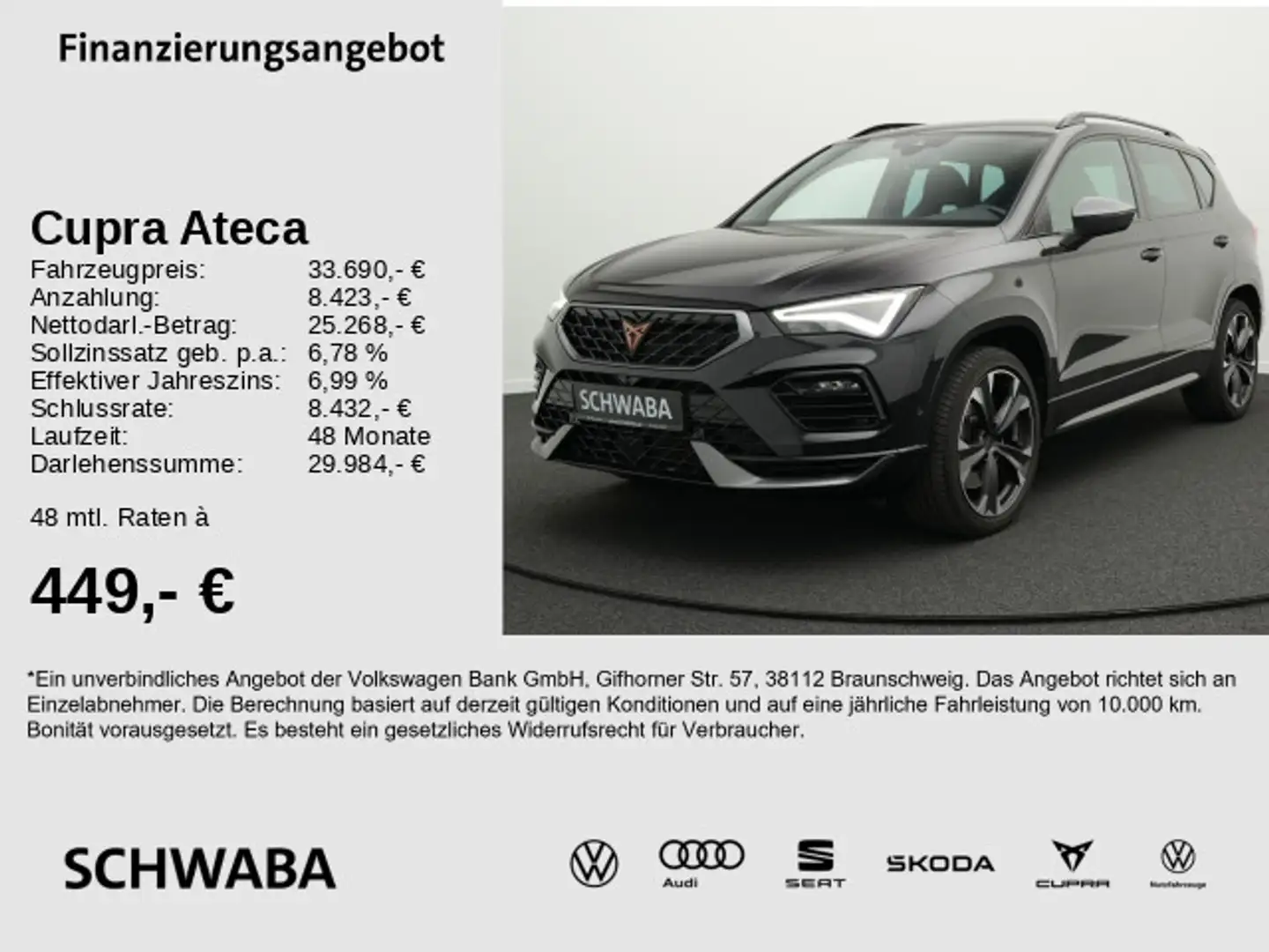 CUPRA Ateca 2.0 TSI 4Drive *LED*VIRTUAL*AHK*R-KAM*19"* Schwarz - 1