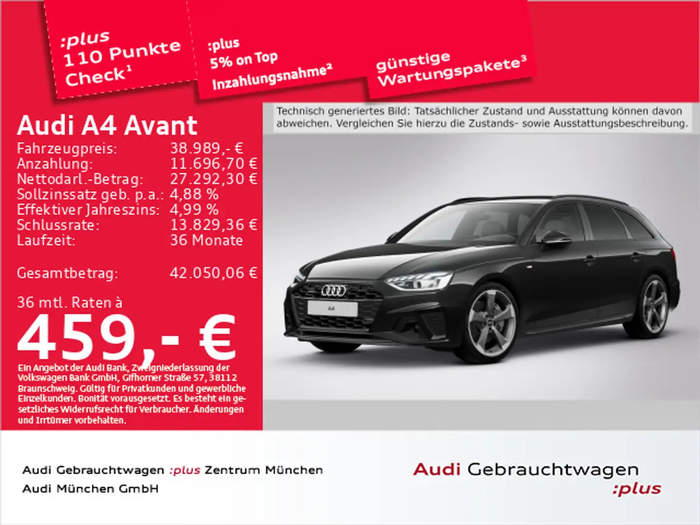 Audi A4 45 TFSI qu. S tronic 2x S line Matrix/V Schwarz - 1