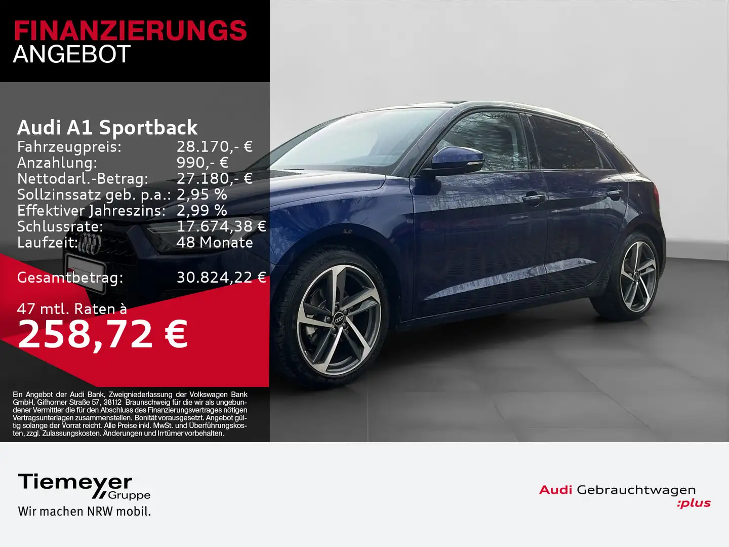 Audi A1 35 TFSI ADVANCED LED NAVI LM17 SOUN Blau - 1