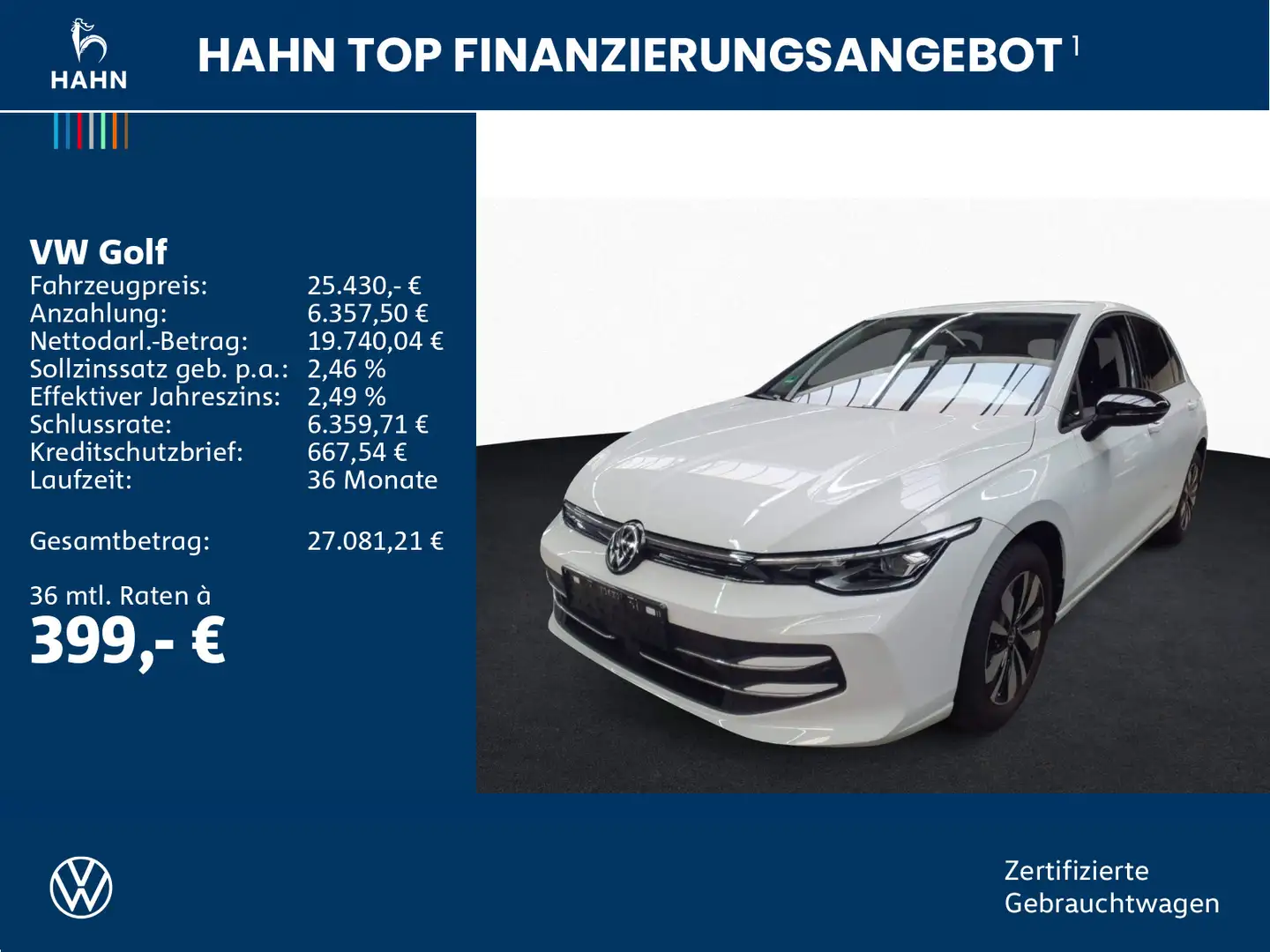 Volkswagen Golf VIII 1.5TSI Goal ACC AHK LED+ Navi PDC SHZ Weiß - 2