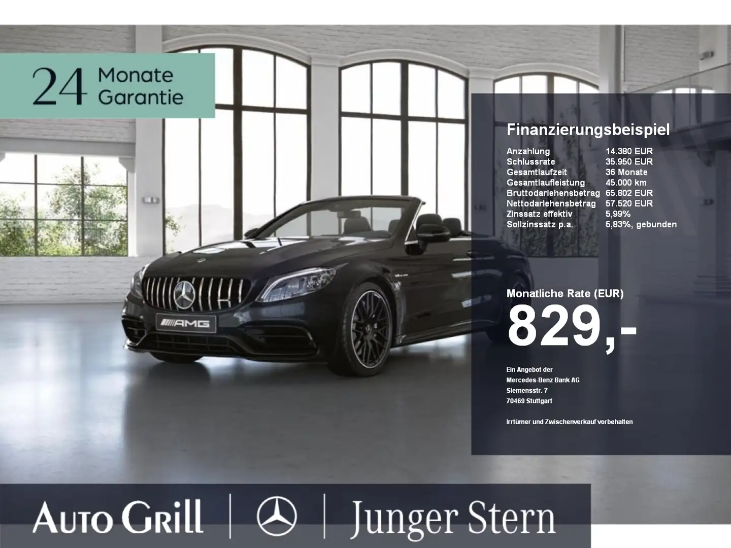 Mercedes-Benz C 63 AMG Cabrio V8 Night Multib KeyGO Perf-AGA Schwarz - 1