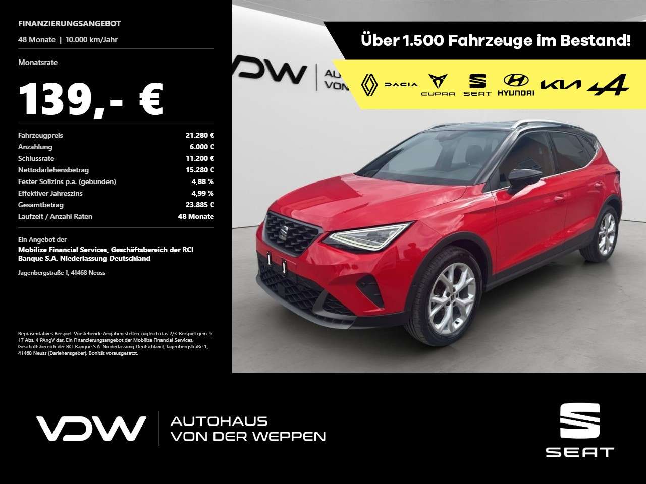 Seat Arona 2024 — FR 1.0 TSI SHZ LED Full Link Klima Navi