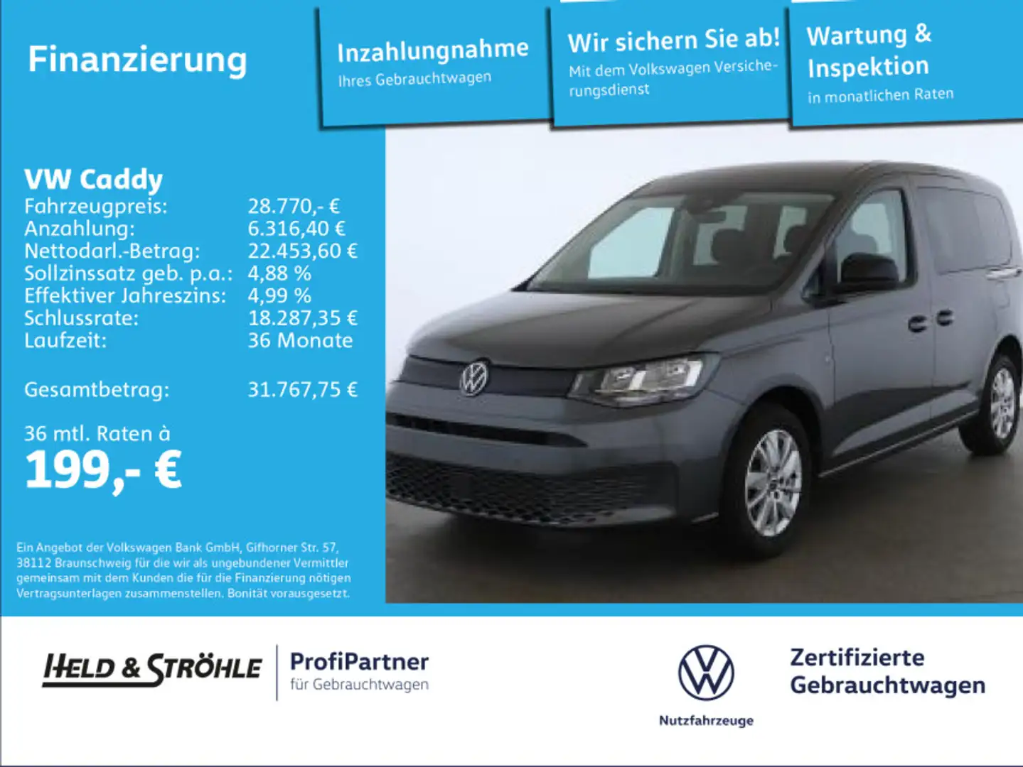 Volkswagen Caddy 2.0 TDI AHK 16" KAM SHZ ASSISTENZPAKET Grigio - 1