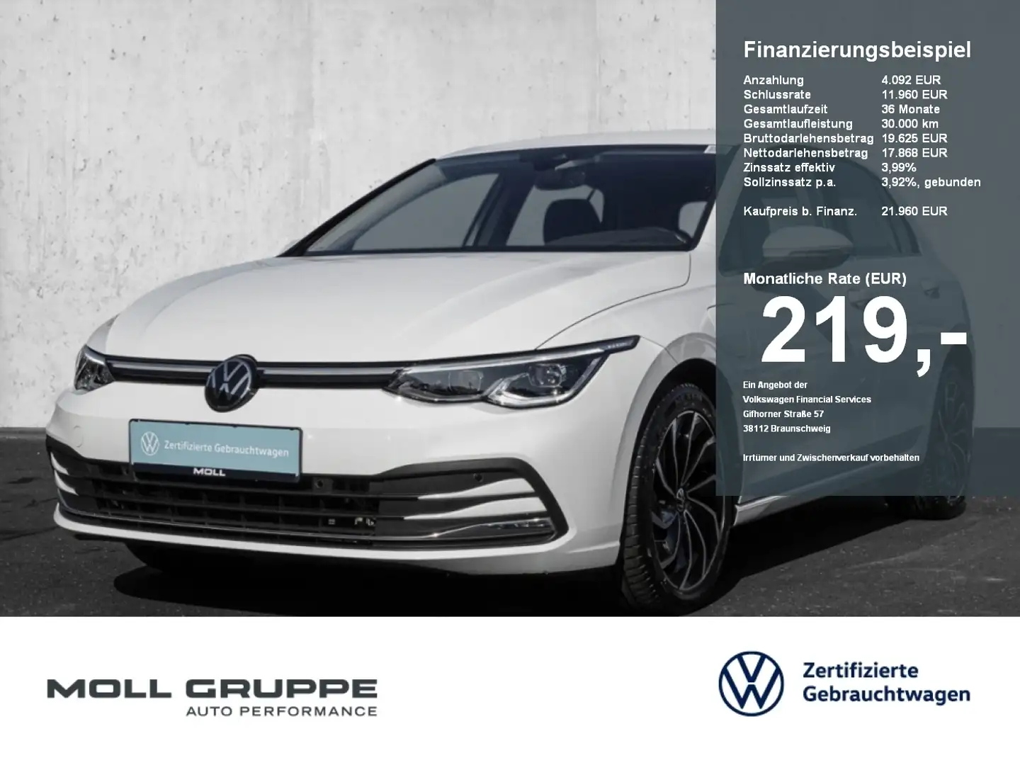 Volkswagen Golf 1.4 eTSI eHybrid DSG Style NAVI LED LM ACC Weiß - 1