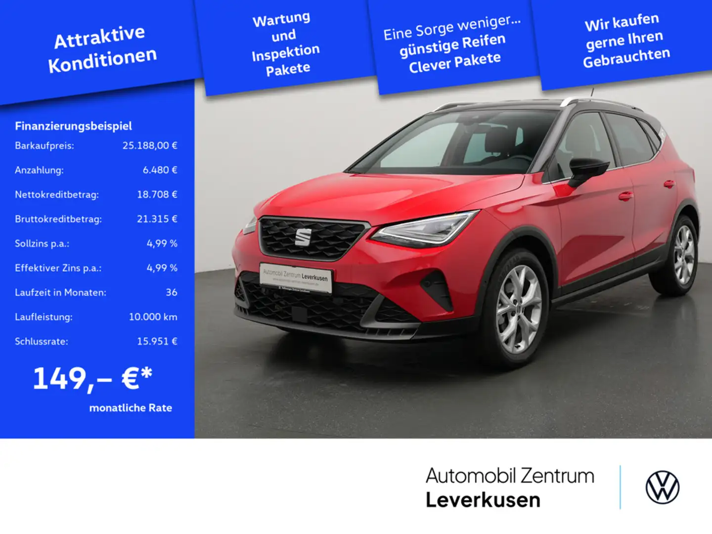 SEAT Arona FR DSG VIRT AHK LED KAM SHZ PDC PORT NA Rot - 1