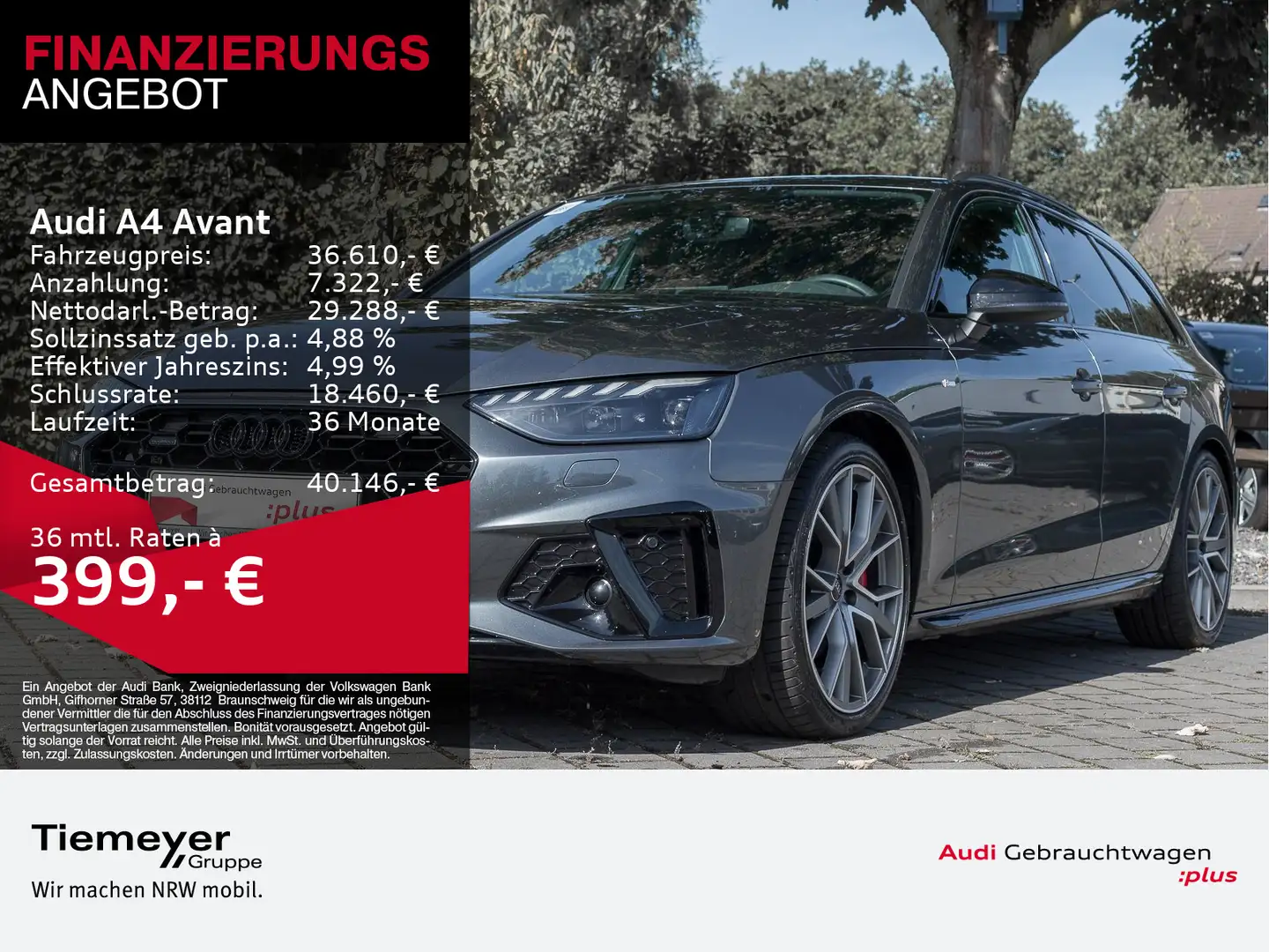 Audi A4 40 TFSI Q 2x S LINE OPS+ MATRIX AHK LM1 Grau - 1