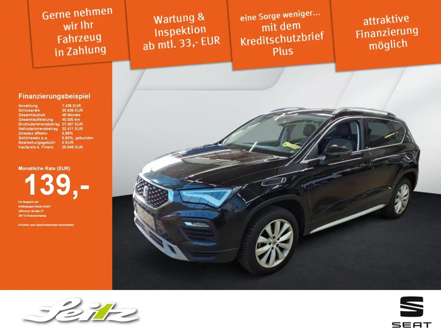 SEAT Ateca 1.5 TSI Xperience *AHK*LED*KAMERA*NAVI* Zwart - 1