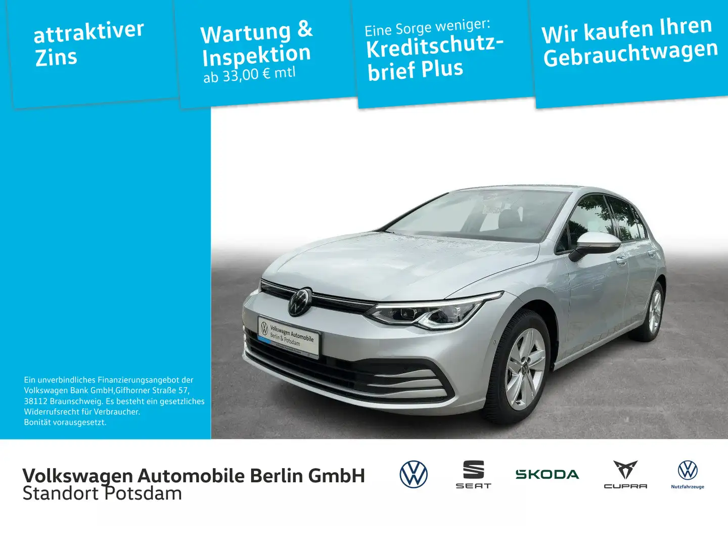 Volkswagen Golf VIII 1.5 eTSI Life DSG LED Navi PDC SHZ Plateado - 1