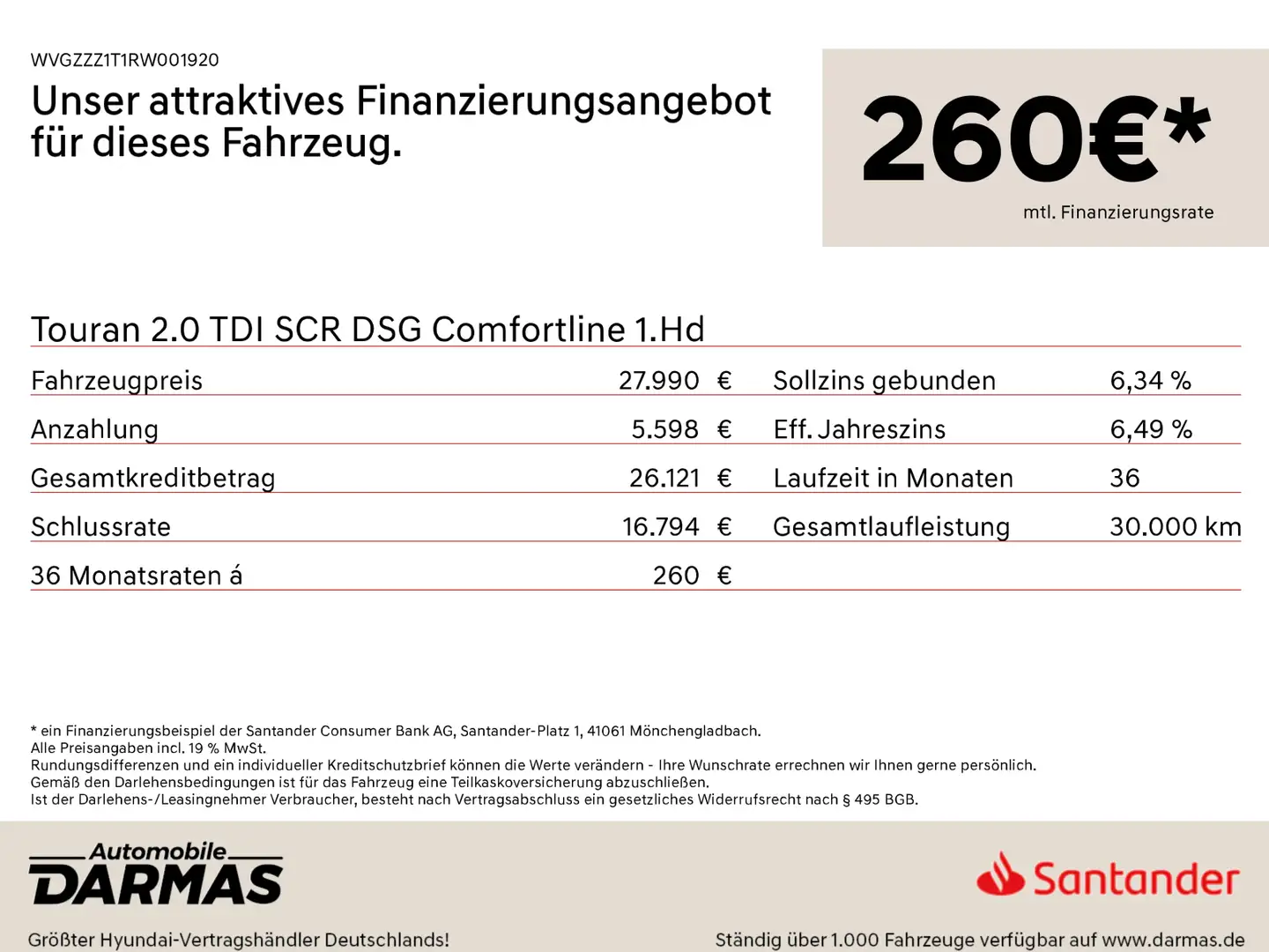 Volkswagen Touran Touran 2.0 TDI SCR DSG Comfortline 1.Hd - 2