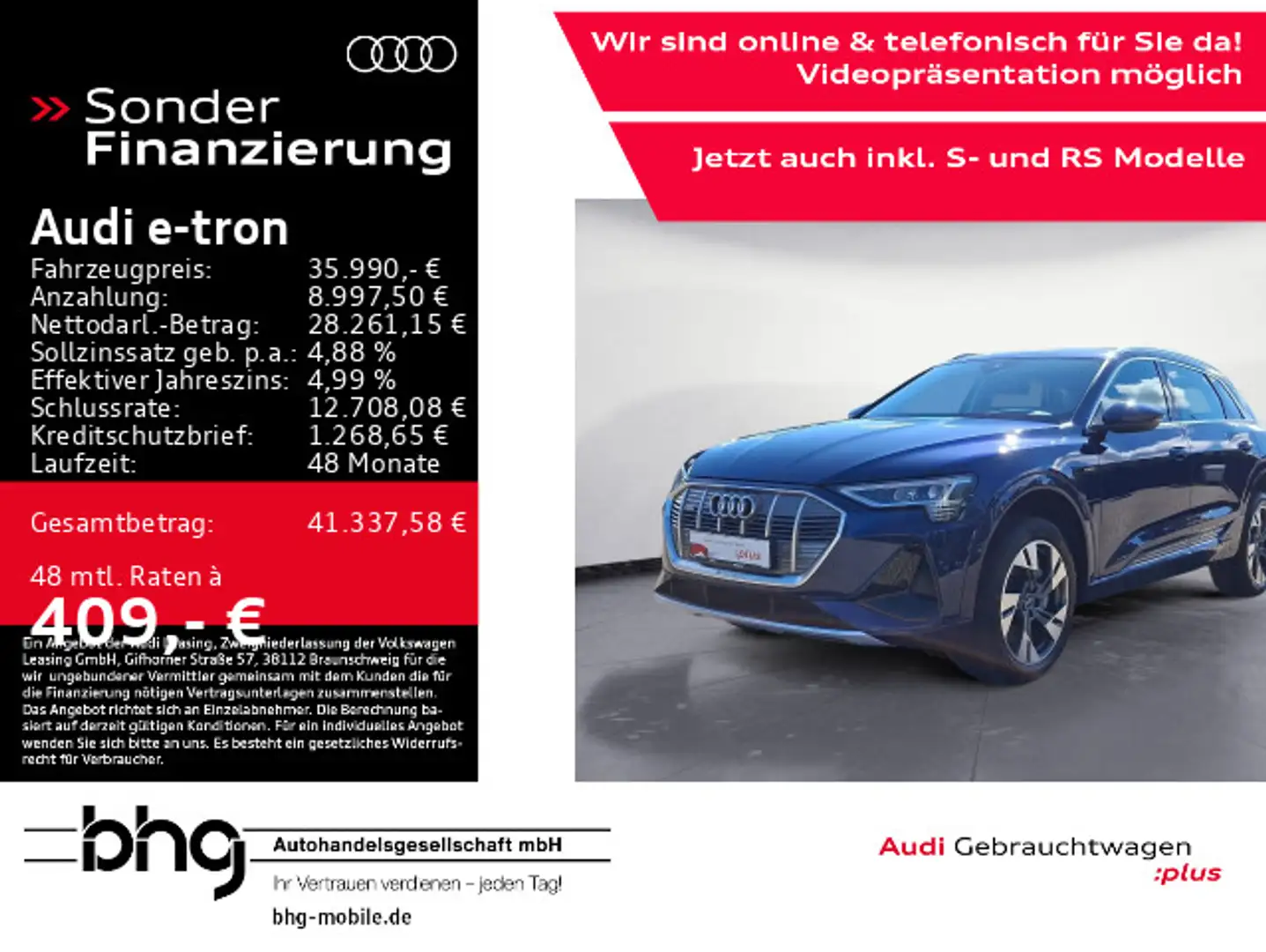 Audi e-tron 55 quattro S line Blauw - 1