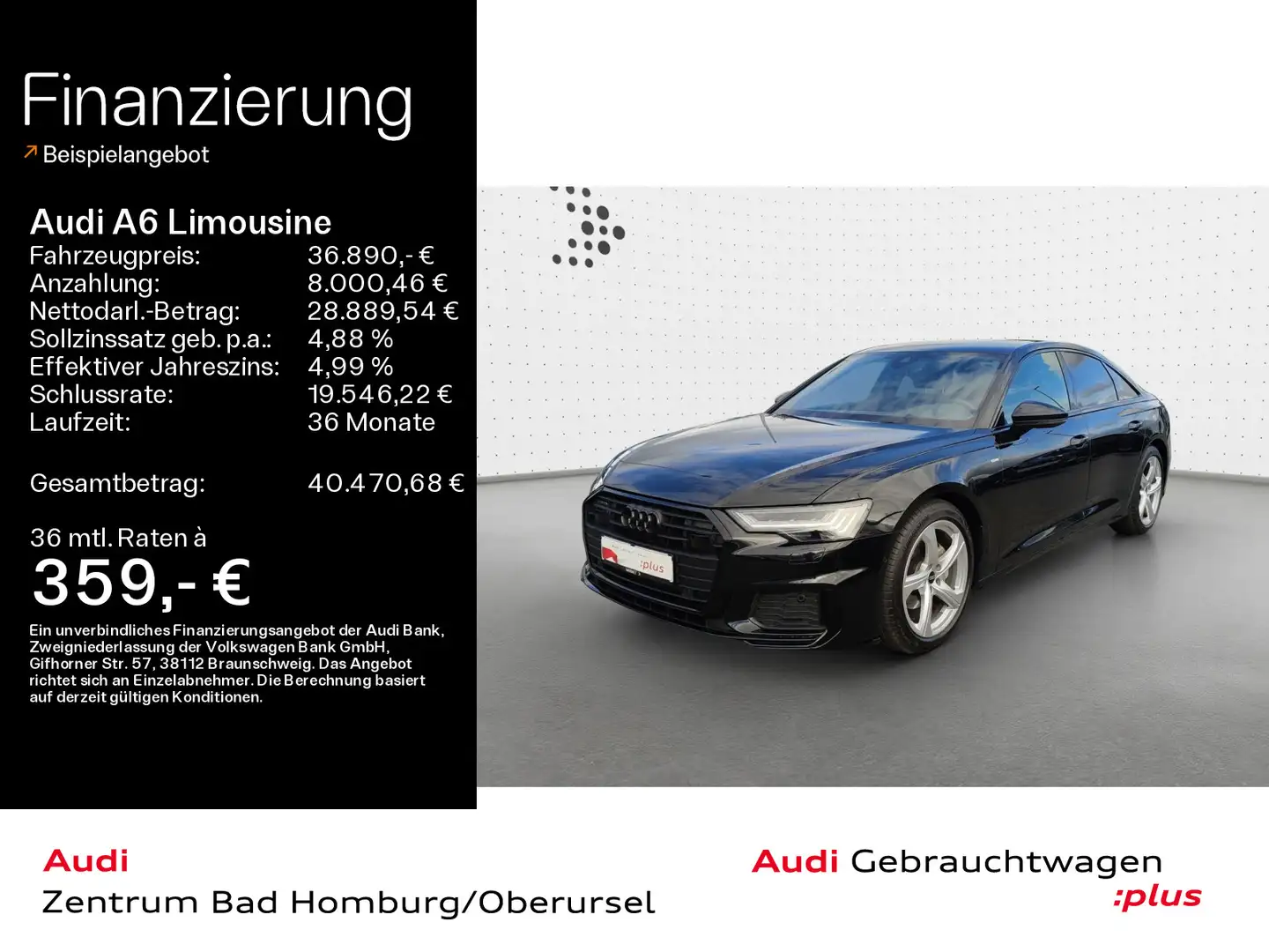 Audi A6 advanced sport 40 TDI quattro*S lin Zwart - 1