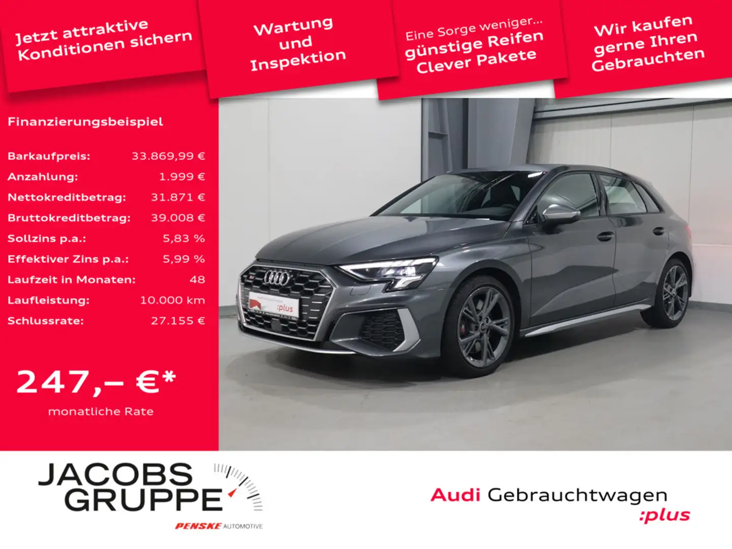 Audi S3 Sportback 2.0 TFSI quattro Klima*LED*PDC * Grau - 1