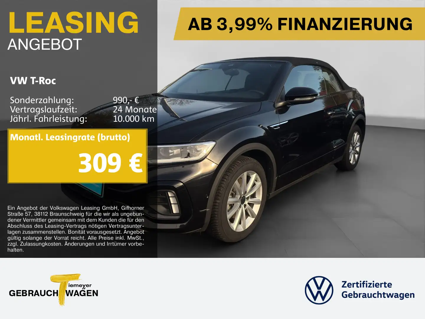 Volkswagen T-Roc Cabrio 1.5 TSI R-LINE BLACK IQ.LIGHT LM19 Schwarz - 1