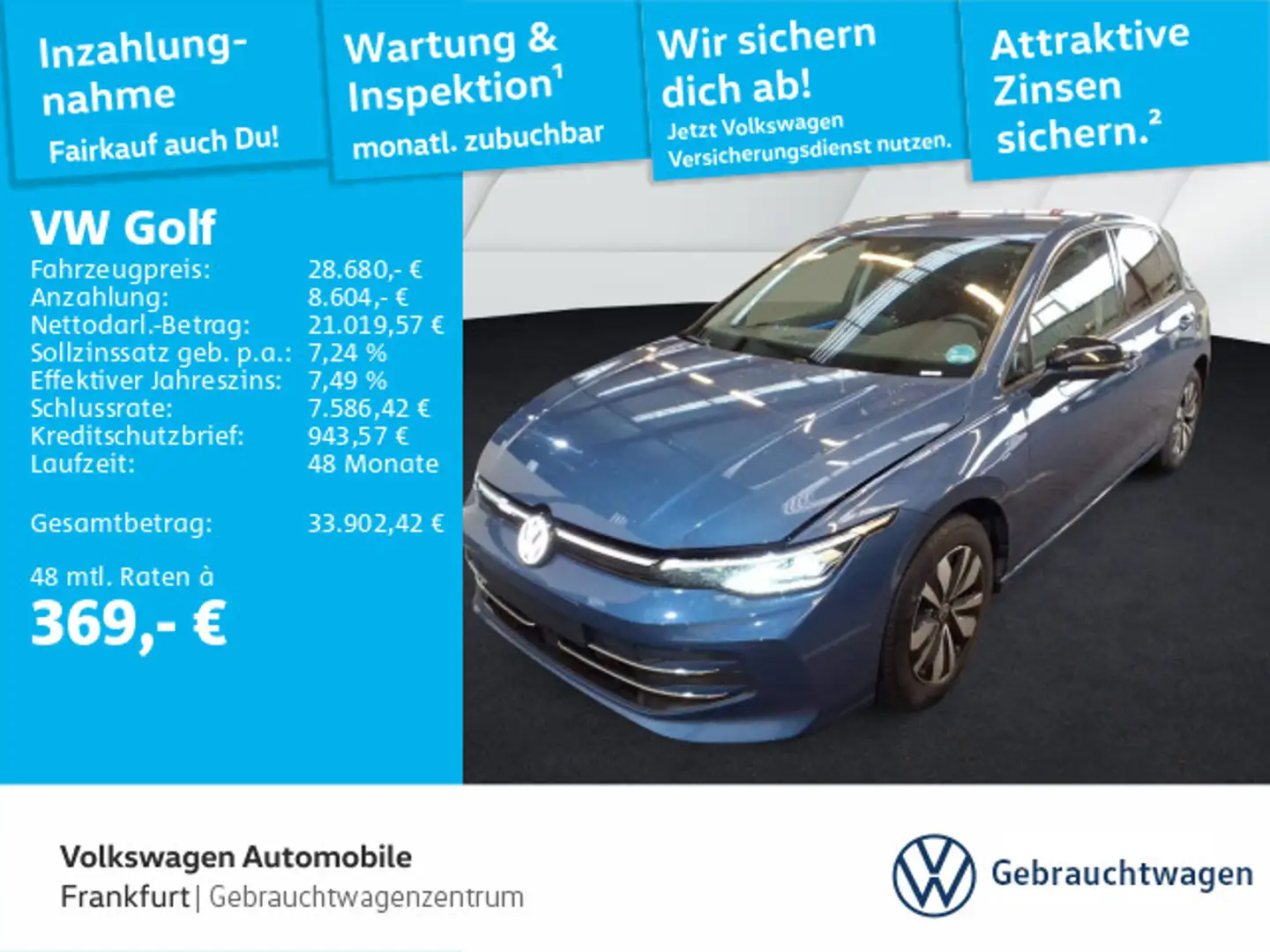 Volkswagen Golf VIII 2.0 TDI DSG Goal Navi LEDPlus DAB+ Fro Blau - 1