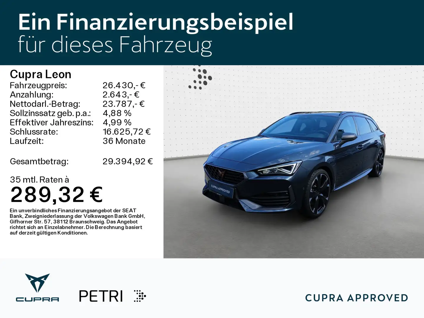 CUPRA Leon SP 1.4TSI e-HYBRID *NAVI*KAM*SHZ*ACC*Alarm* Grau - 2