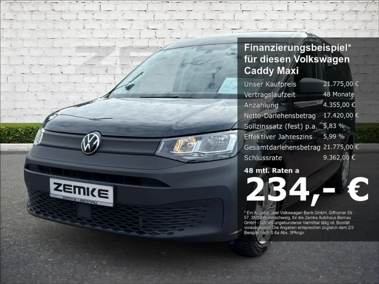 Volkswagen Caddy Cargo 2.0 TDI DSG AHK Navi 2-Zonen-Klimaautom DAB Bleu - 1