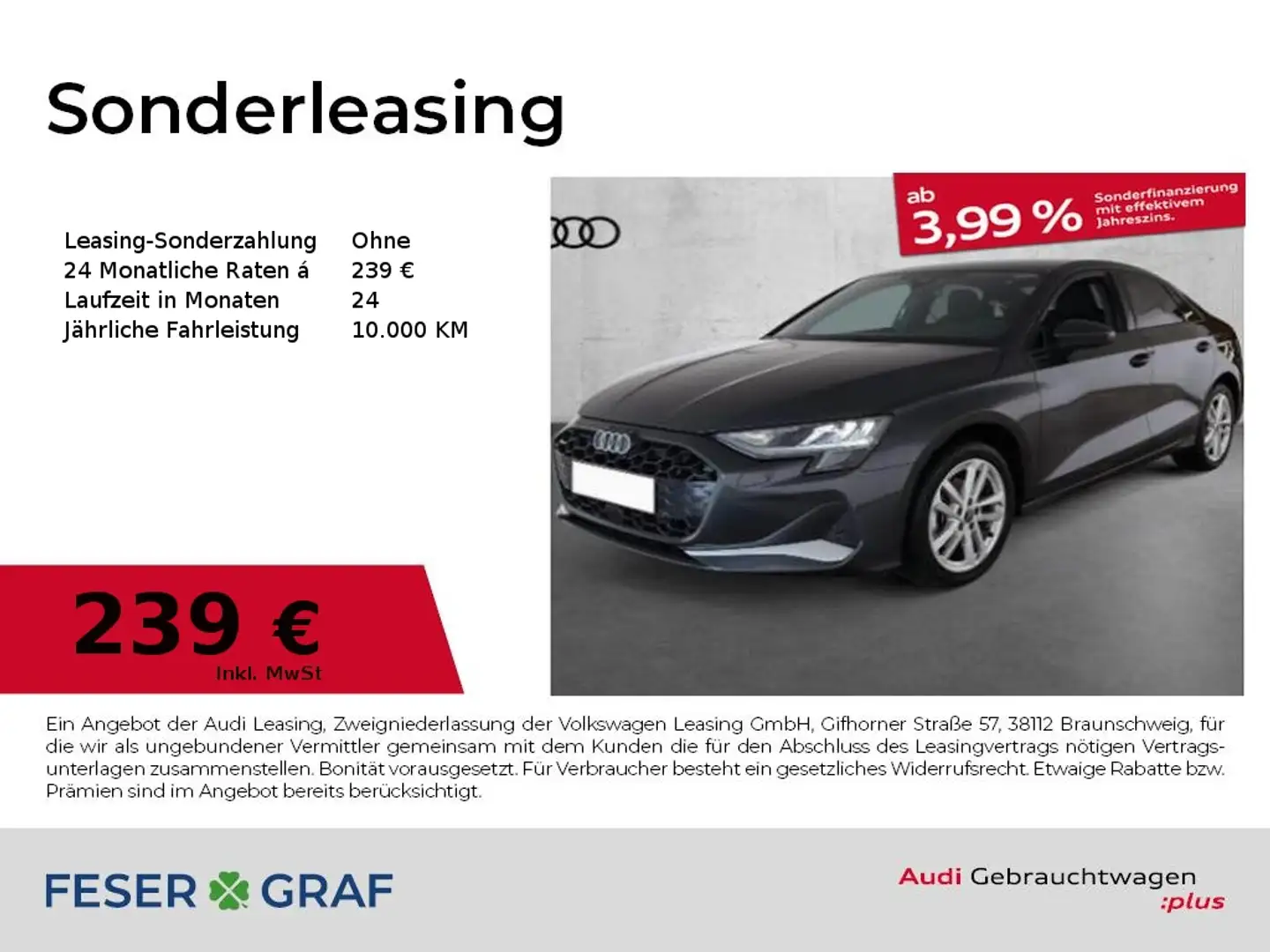 Audi A3 Limousine 30 TFSI advanced S tronic Navi LED Grau - 1