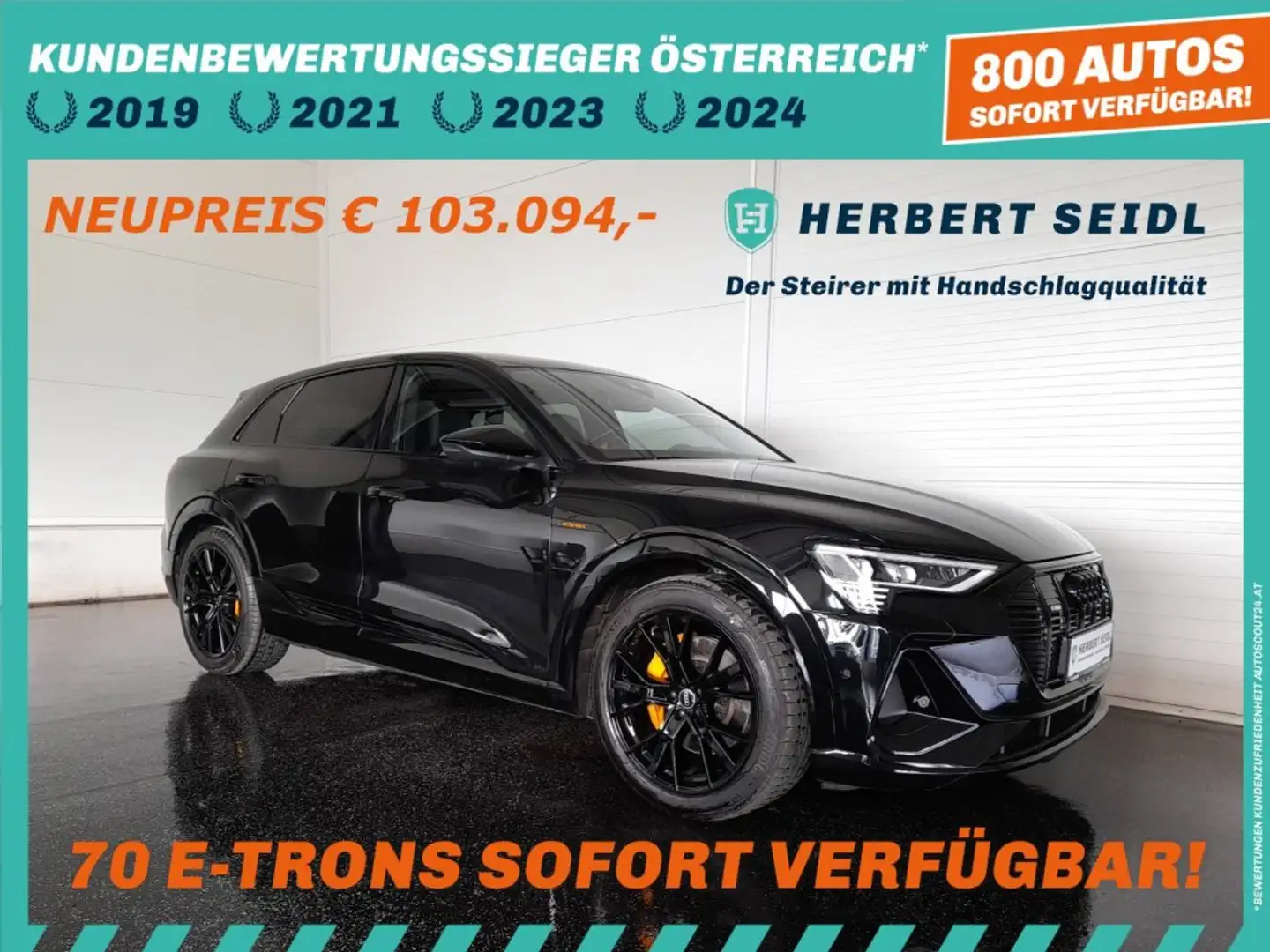 Audi e-tron 95 kWh QUATTRO S-LINE BLACK EDITION *NP: € 103.094,- / SKY / MATRIX-LED / 21 ZOLL / AHV & 360° KAMERA / AMBIENTEBELEUCHTU Schwarz - 1