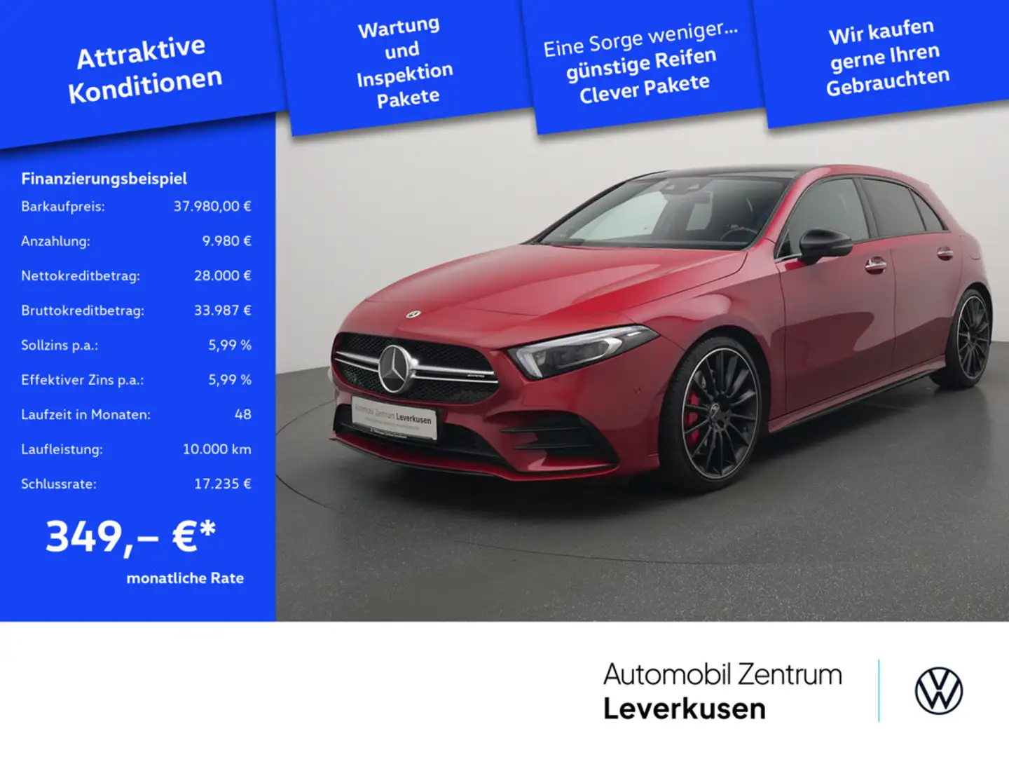 Mercedes-Benz A 35 AMG 4MATIC+ PANO AHK SHZ LED MEMORY Rouge - 1