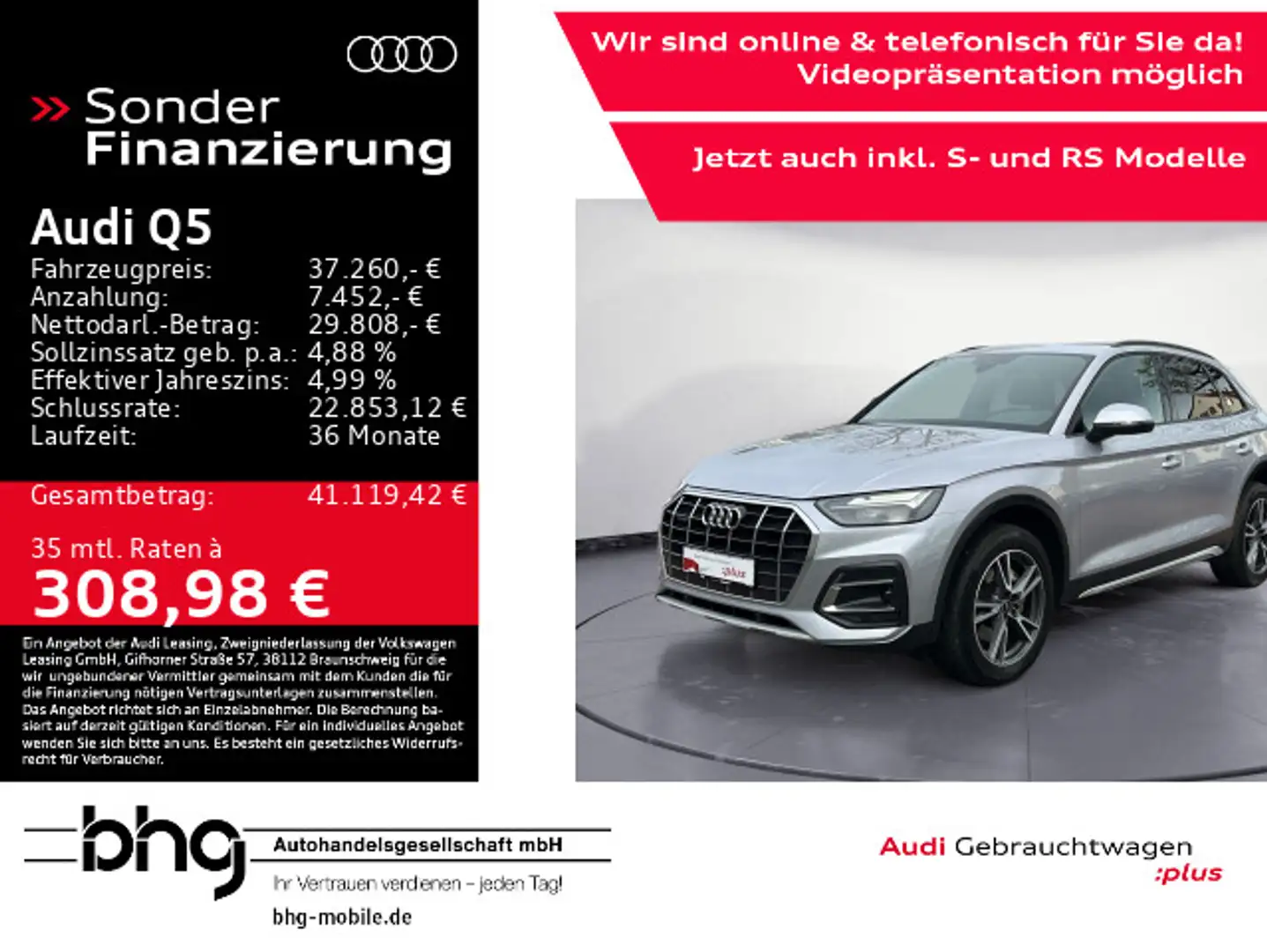 Audi Q5 40 TDI quattro advanced LED/Navi/EPH/Assist/u Silber - 1