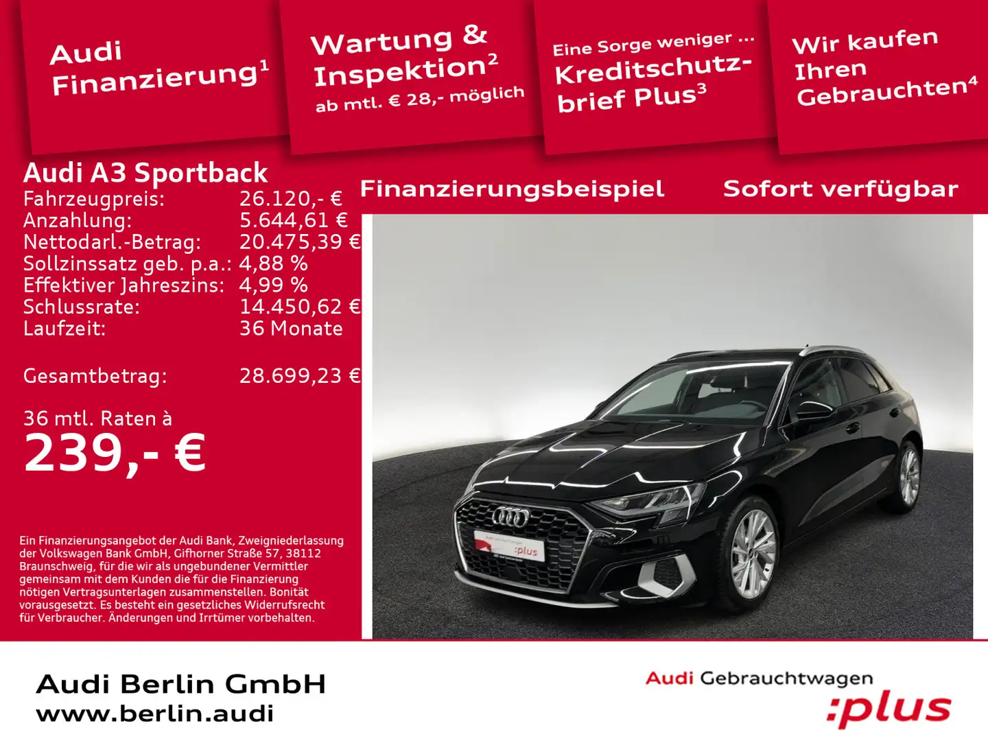 Audi A3 Advanced 35 TDI S tr. LED NAVI RFK Negru - 1