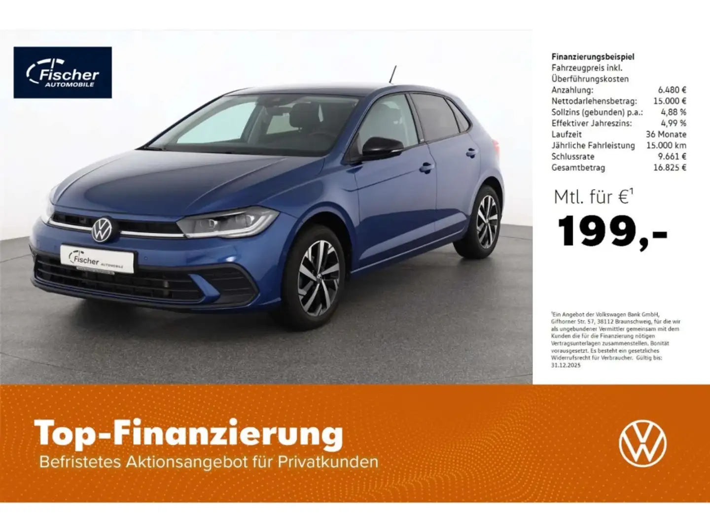 Volkswagen Polo 1.0 TSI Move DSG AHK/Matrix/RFK/NAV/ACC/SH Blau - 1