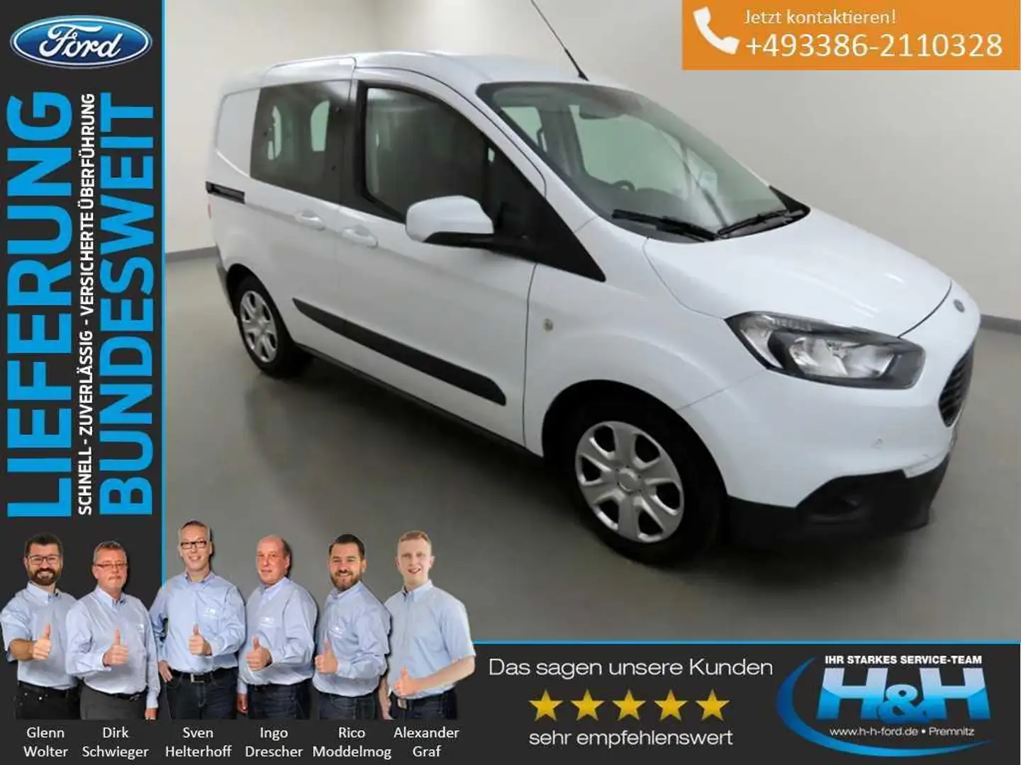 Ford Transit Courier 1.5 TDCi SHZ+PPS vo/hi+Klima White - 1