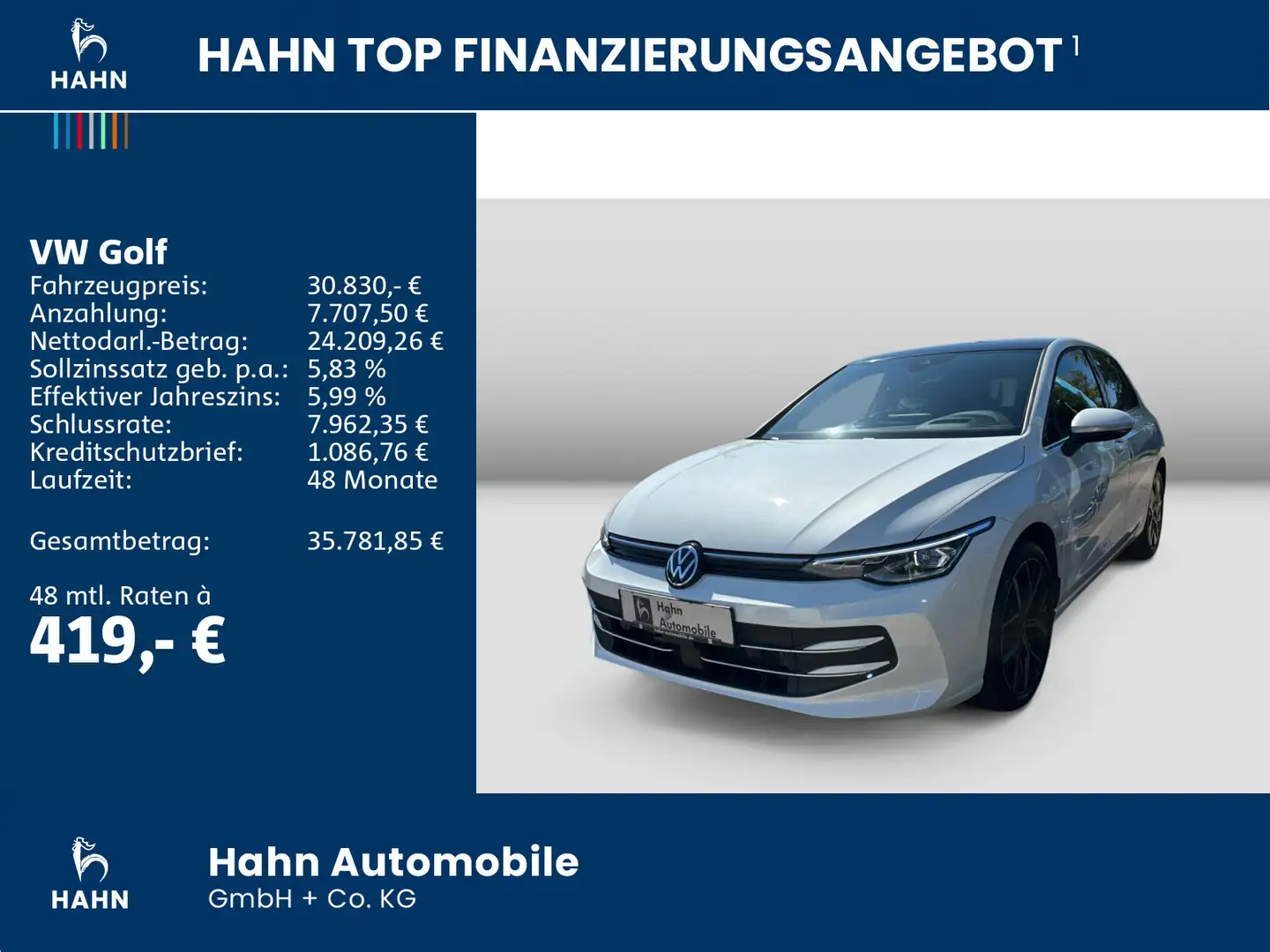 Volkswagen Golf VIII 1.5eTSI DSG Edition 50 Matrix Pano HUD Blanc - 2