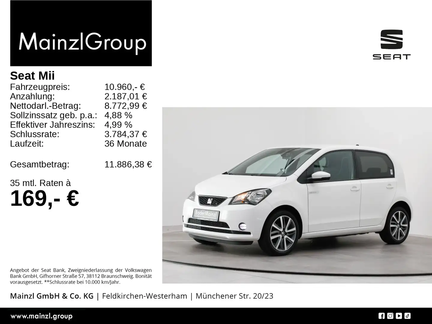SEAT Mii electric Plus PDC SHZ Weiß - 1