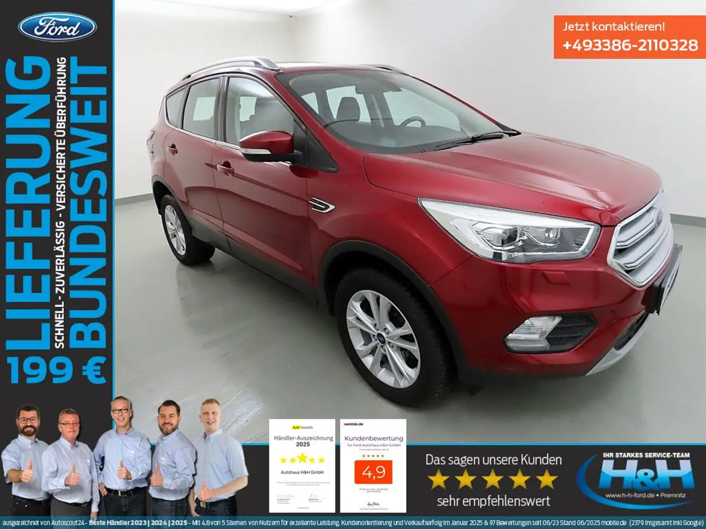 Ford Kuga 2.0 EcoB Aut 4x4 Titanium ParkAss+Xenon+SHZ Rouge - 1