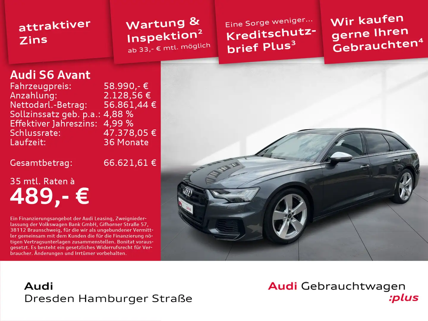 Audi S6 3.0TDI quattro Matrix Standhz. Pano AHZ Grau - 1