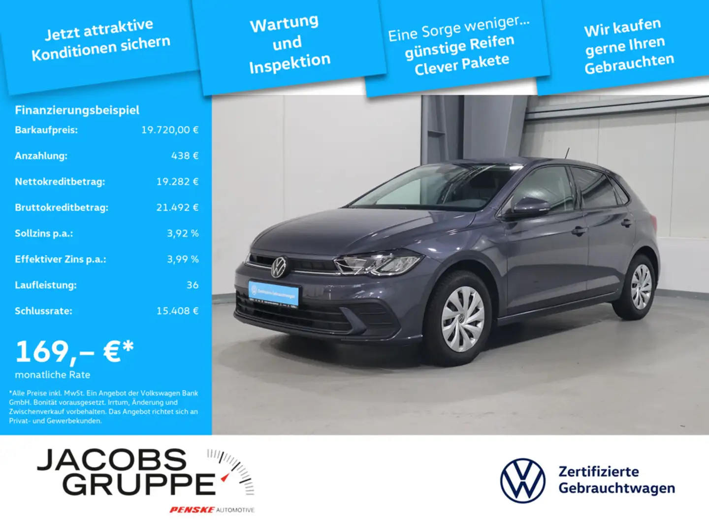 Volkswagen Polo VI 1.0 TSI Life Navi*ACC*Klima*SHZ Grau - 1