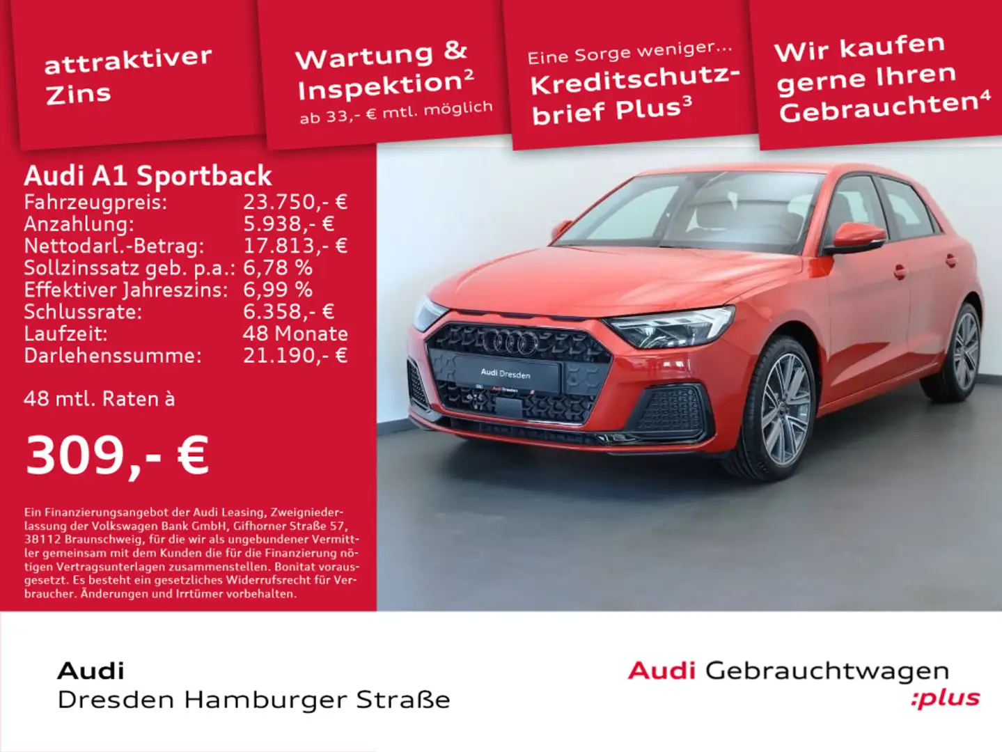 Audi A1 25 TFSI advanced Navi LED ACC Rot - 1