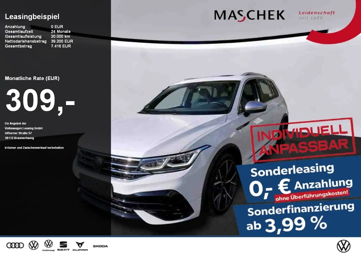 Volkswagen Tiguan R *Sonderleasing* PANO 360° LM21 Pano 360 Weiß - 1