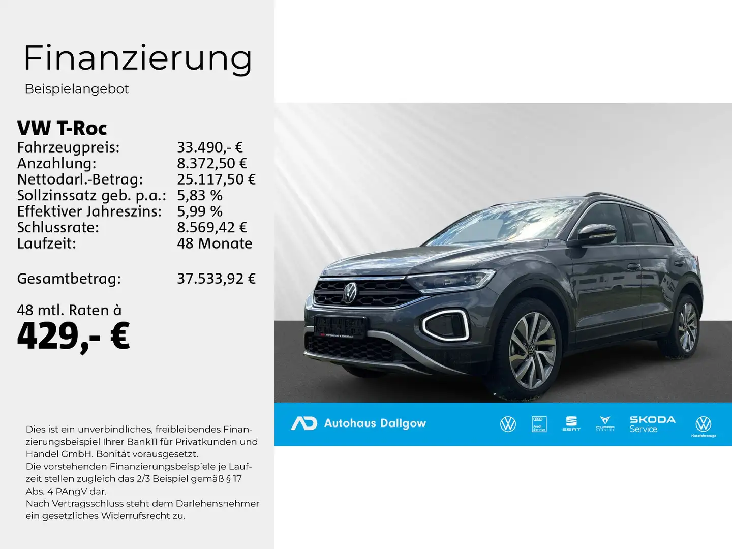 Volkswagen T-Roc GOAL 1.5 l TSI 150 PS*DSG LED+PDC+Navi+RFK Grau - 2