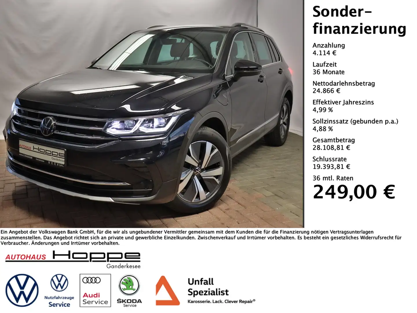 Volkswagen Tiguan Elegance 1.4 l TSI DSG eHybrid AHK+RFK+NAVI+KEY... Noir - 1