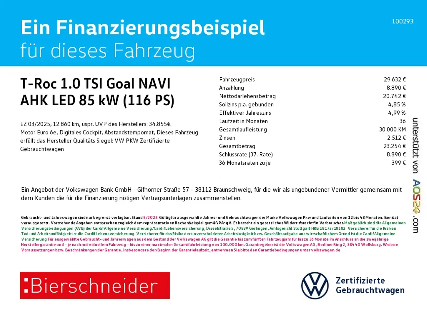 Volkswagen T-Roc 1.0 TSI Goal NAVI AHK LED KLIMA ACC APP Bleu - 1