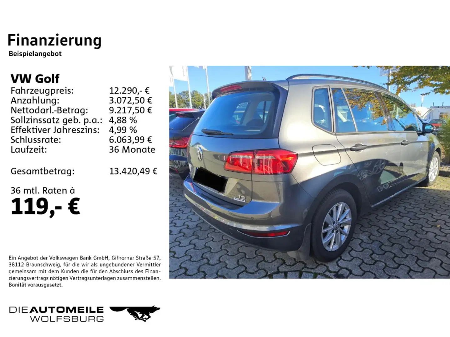 Volkswagen Golf 7 VII Sportsvan 1.2 TSI Trendline Einparkhi Grau - 2