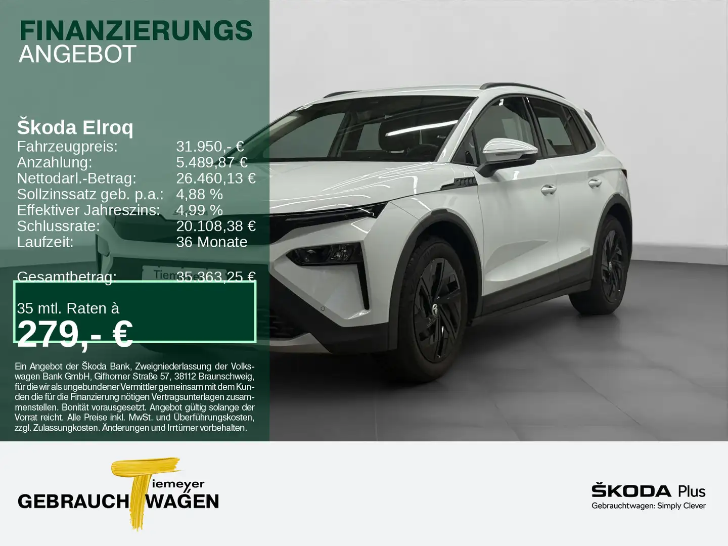 Skoda Elroq 50 STUDIO NAVI AHK behMFL KAMERA Weiß - 1