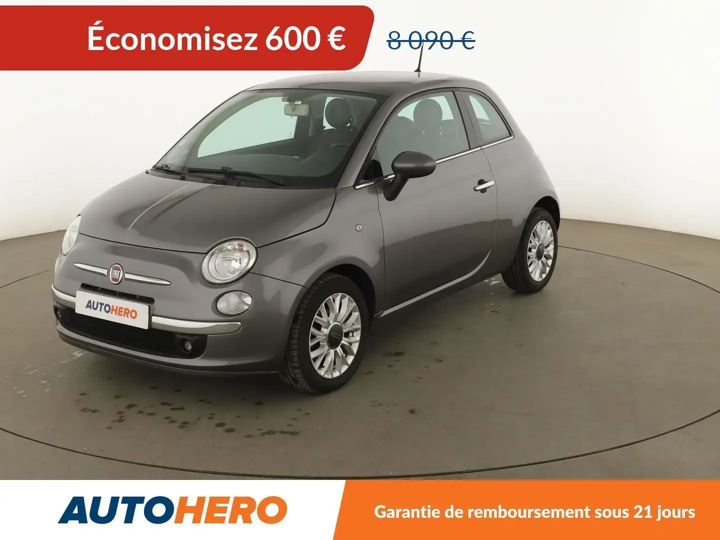 Fiat 500 1.2 Lounge Gris - 1