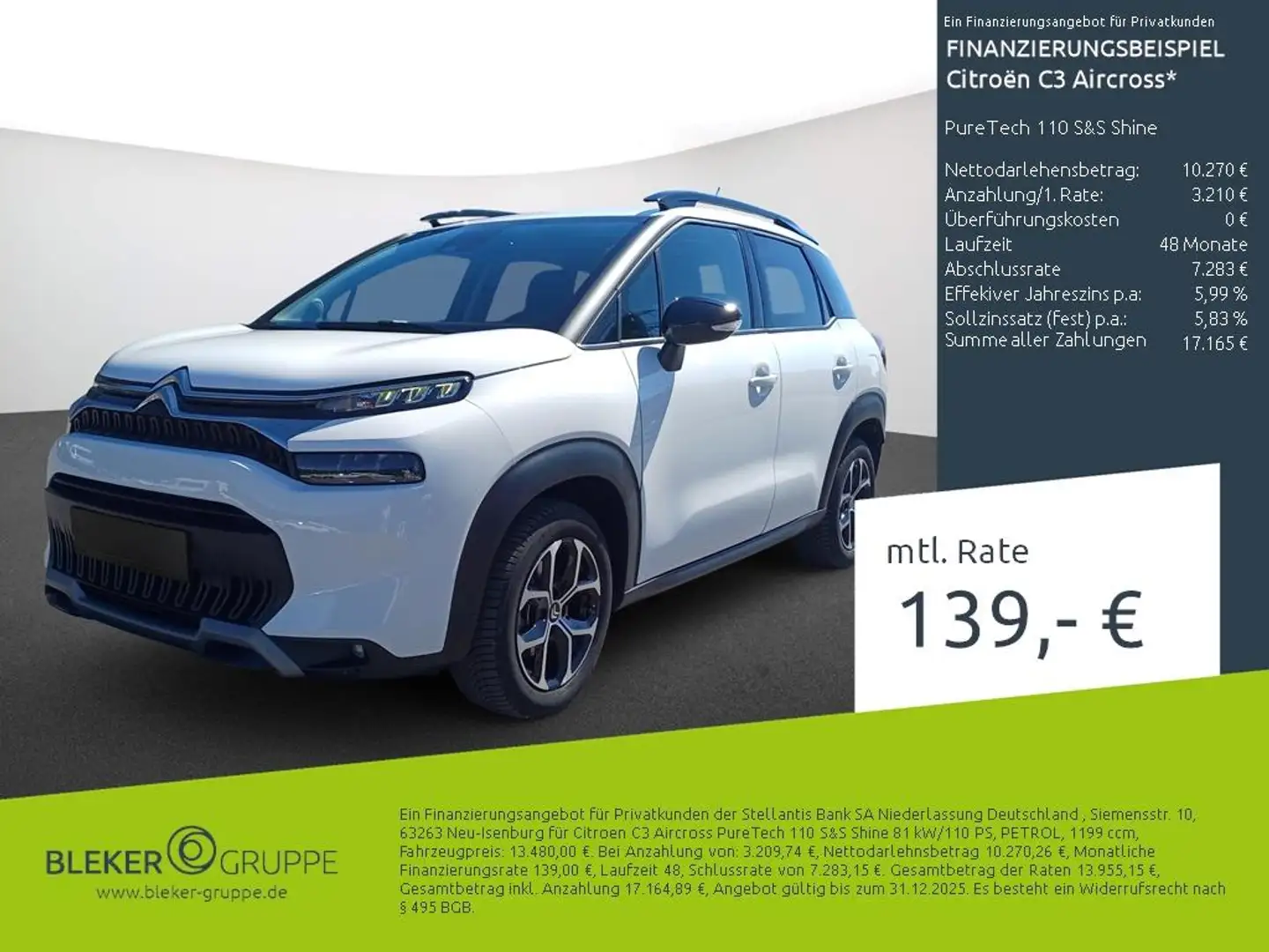 Citroen C3 Aircross PureTech 110 S&S Shine Blanc - 1