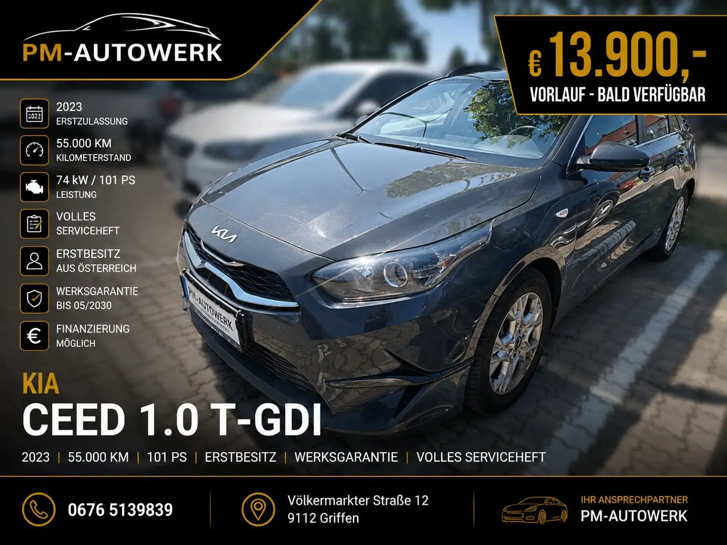 Kia Ceed / cee'd ceed 1,0 T-GDI *1besitz*Serviceheft*Werksgarantie* Grau - 1