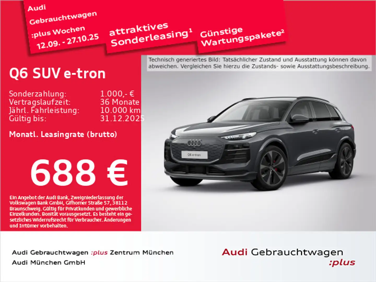 Audi Q6 e-tron performance B&O/21"Zoll/AHK/HuD Grau - 1