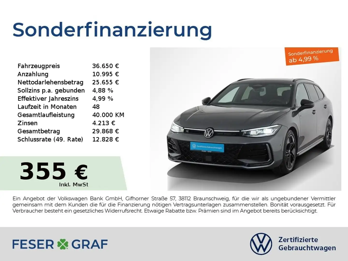 Volkswagen Passat Variant TDI R-Line BlackStyle Head-Up LED Grigio - 1