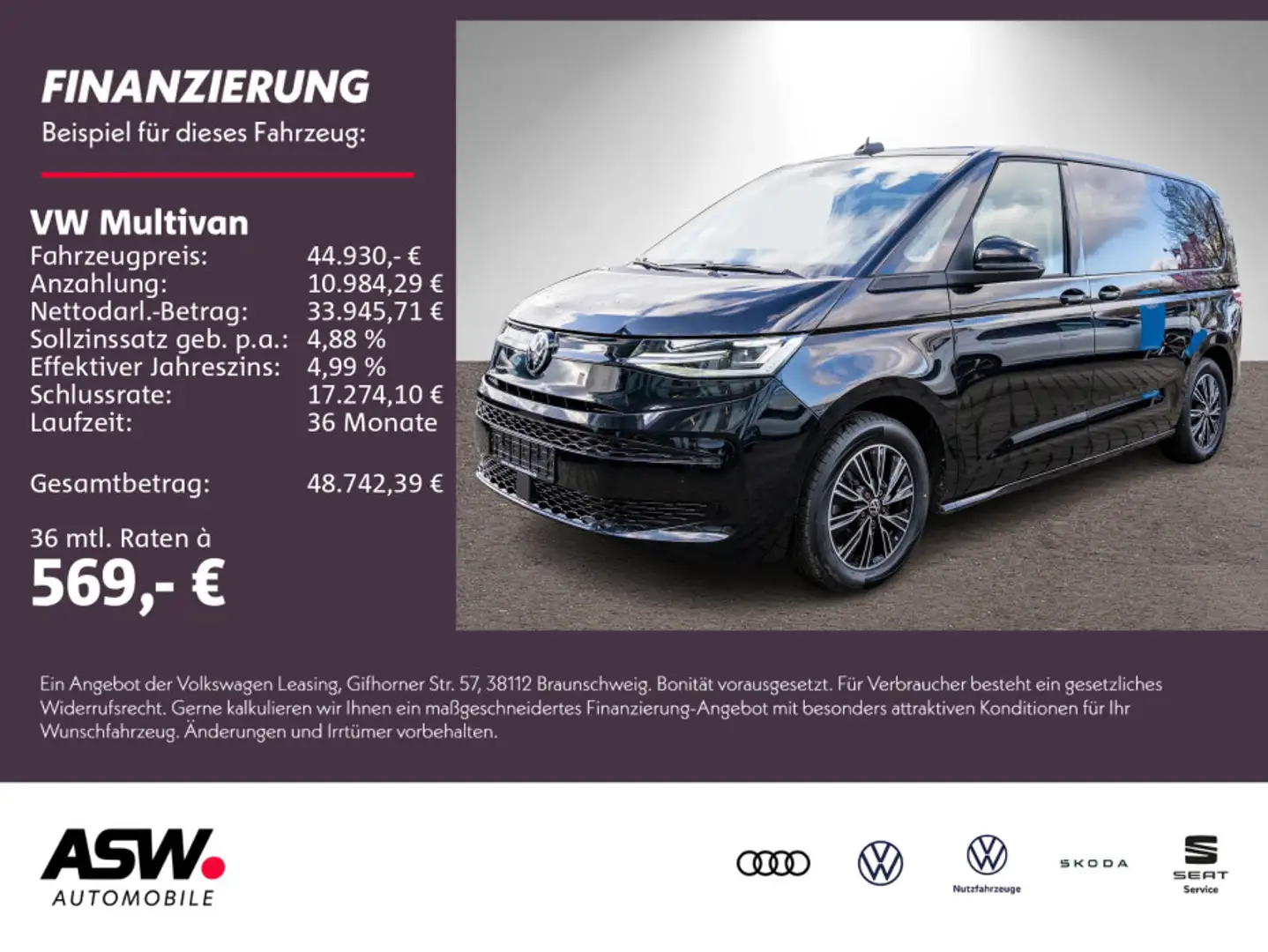 Volkswagen T7 Multivan T7 Multivan 1.4 eHybrid DSG LED Navi RFK PDC VC Schwarz - 1