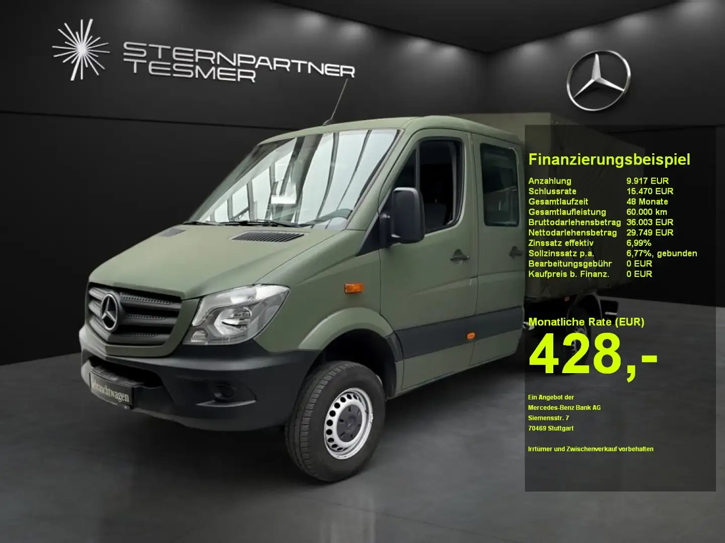 Mercedes-Benz Sprinter 316 CDI Doka 4x4 Olivgrün foliert - orig. Aquagrün Vert - 1